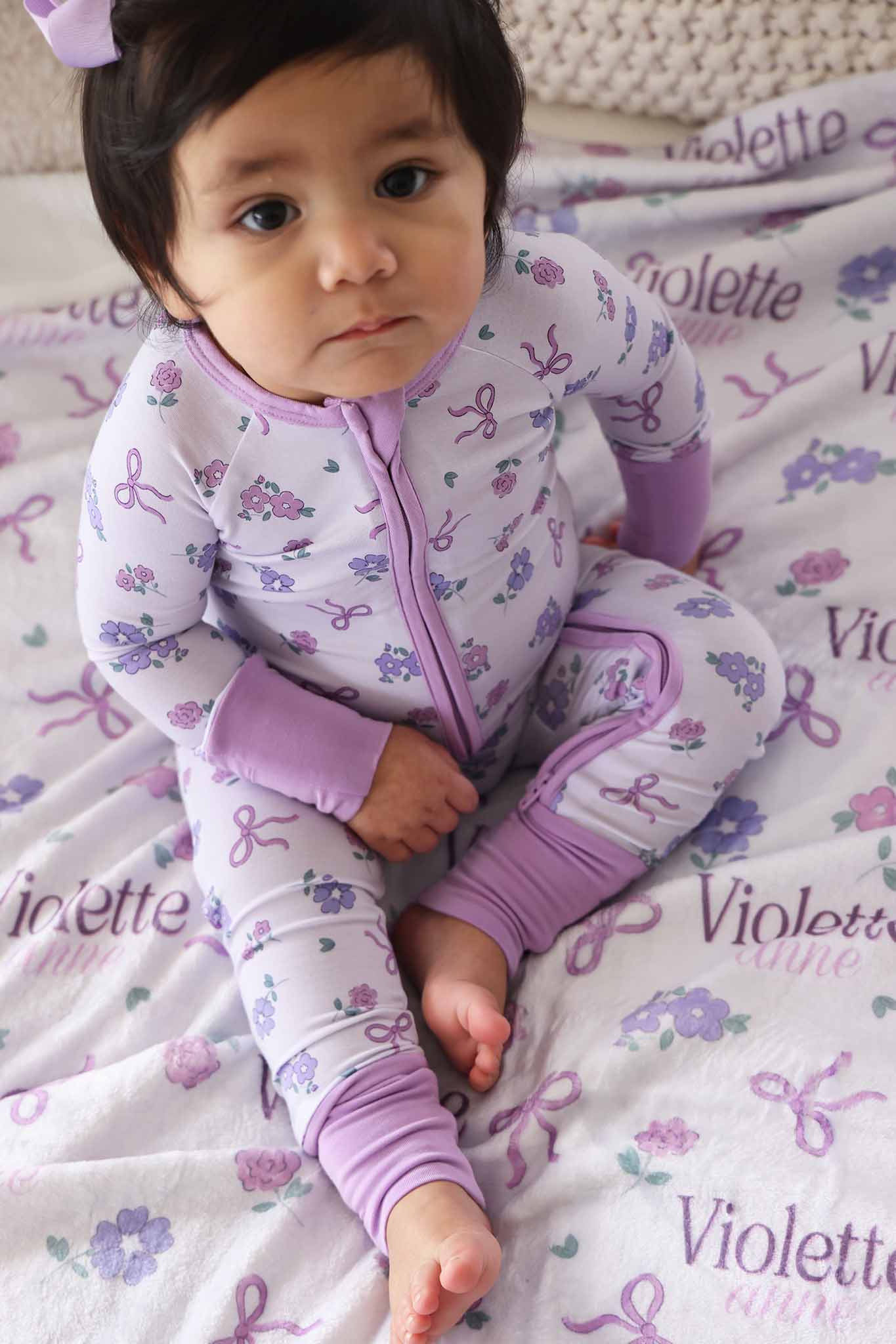 Ribbon & Roses Convertible Zip Romper | Purple: 3-6 months