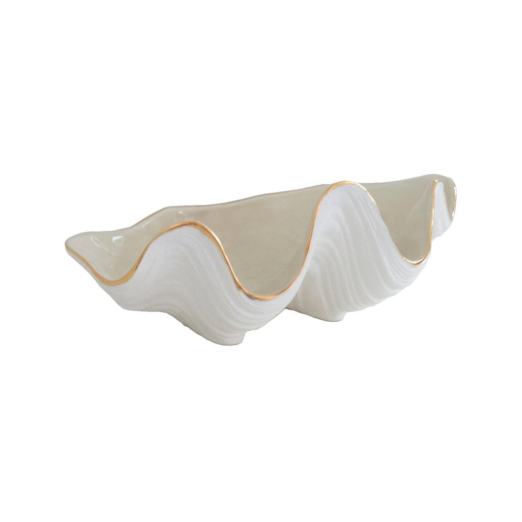 Clam Shell Bowl with 22K Gold Accent: Pink / Small