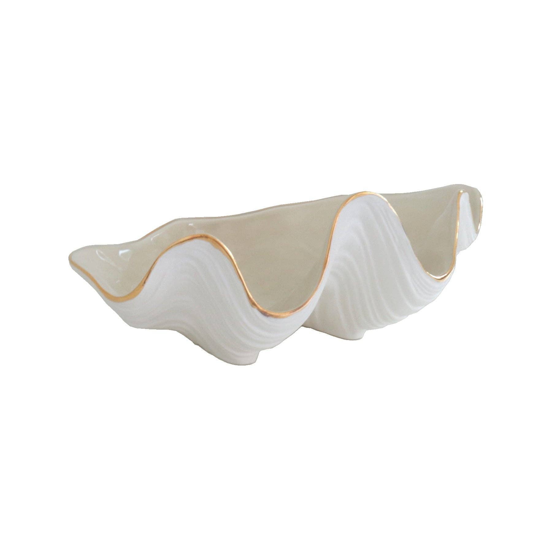 Clam Shell Bowl with 22K Gold Accent: Pink / Small