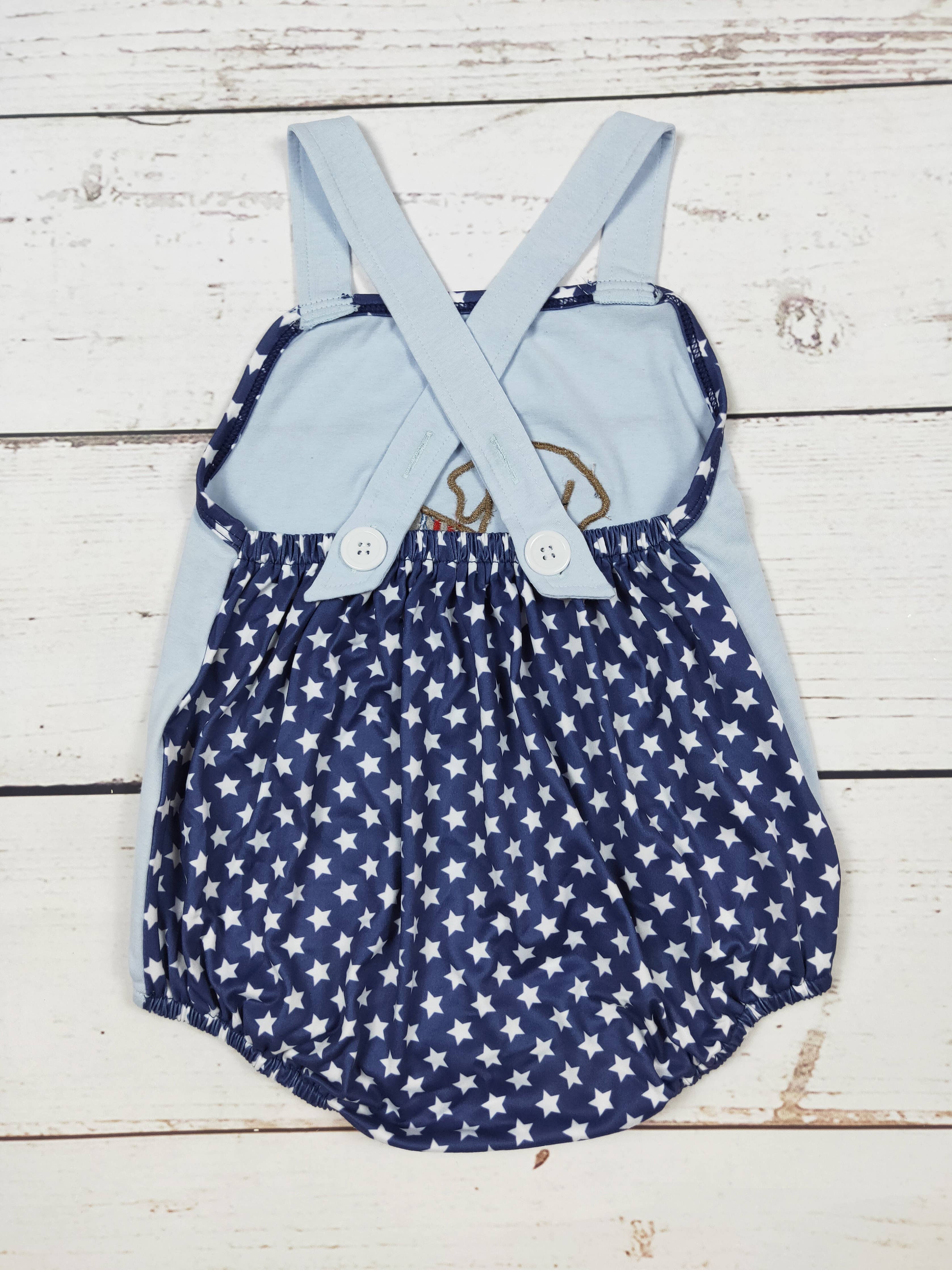 Baby Boy Dog Appliqué Patriotic Bubble: 6-12M