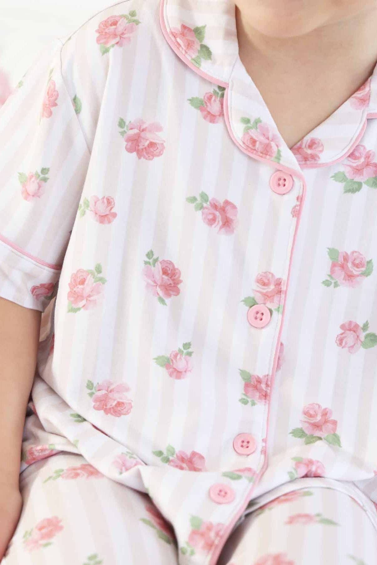 Girl's Two Piece Flare Lounge Set | Rosy & Cozy: 3T
