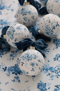 Blue vintage rose hand-painted ornament