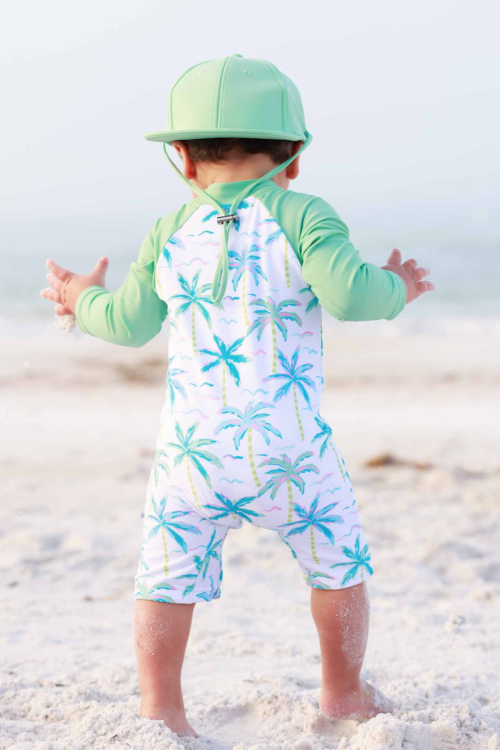 Long Sleeve Rash Guard Swim Romper Shortie | Blue Lagoon: 0-3 months