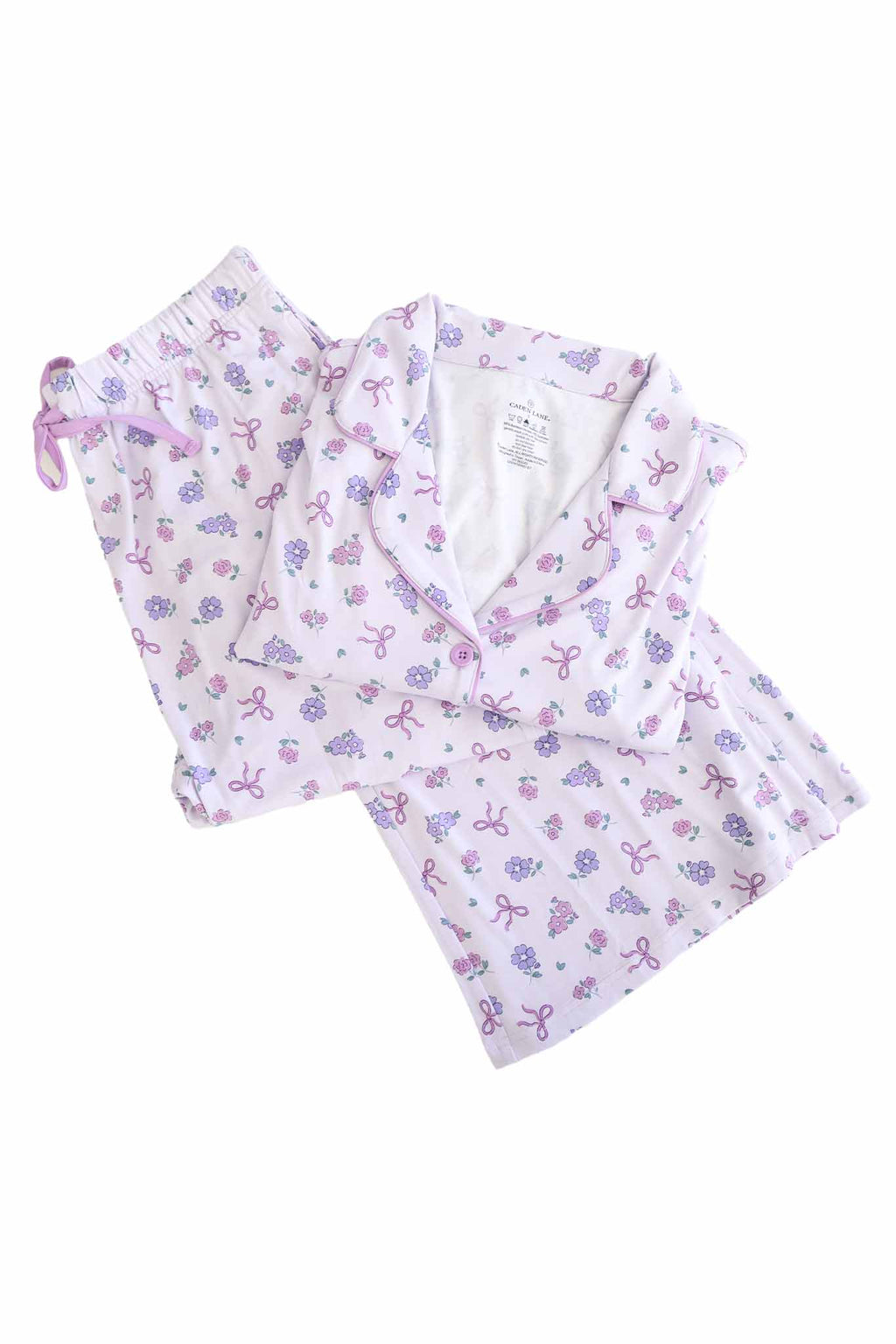 Women's Two Piece Flare Lounge Set | Ribbon & Roses Purple: 2XL
