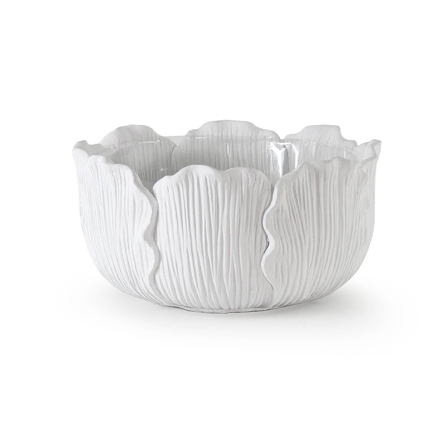 Leaf Reverie Planter - Large: White / H-7" | D-14"