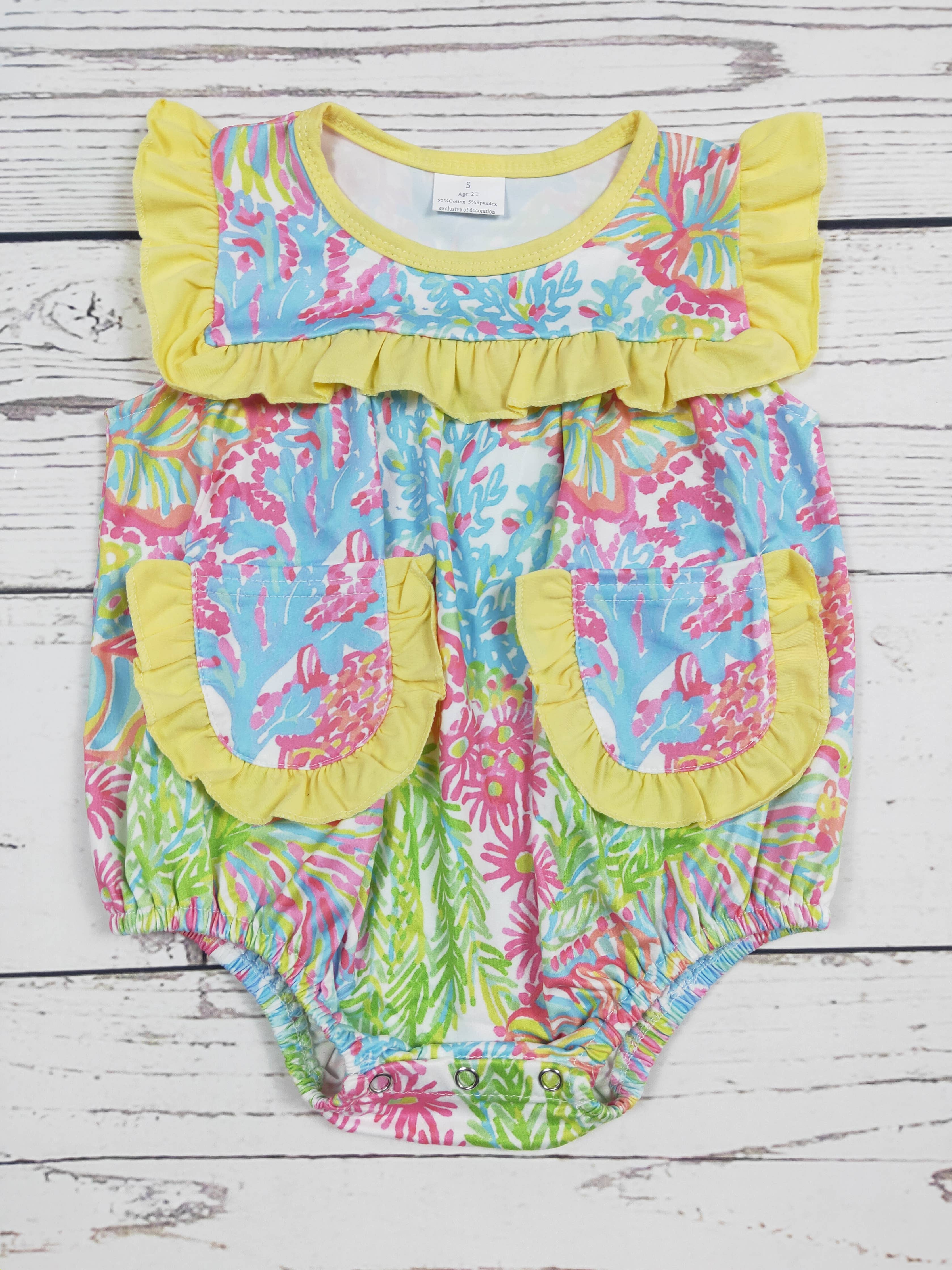 Baby Girls Printed Bubble with Pockets: 0-3M