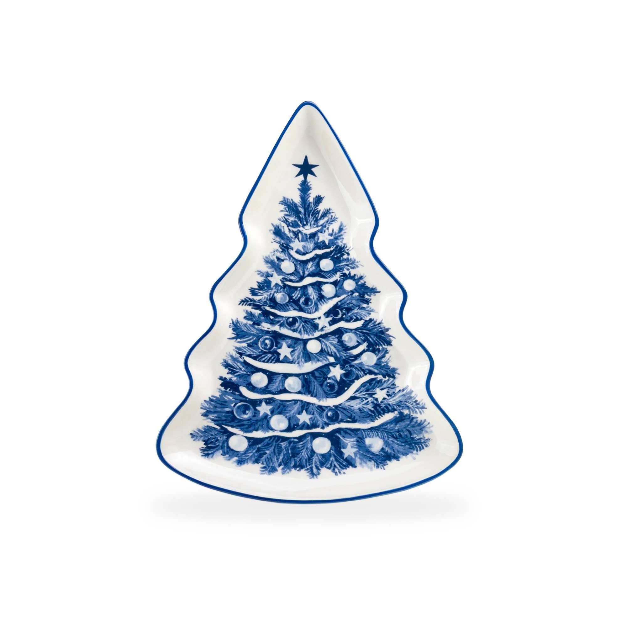 Blue Holly Christmas Tree 10.15" Serving Tray