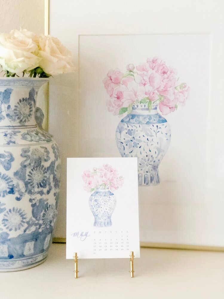 Ginger Jar with Peonies Watercolor Art Print: 5x7