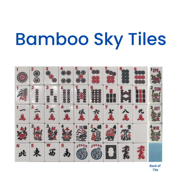 Mahjong Studios – Bamboo Sky American Mahjong Tile Set (166 Tiles): Tiles +Dice +Instructions +Storage Box