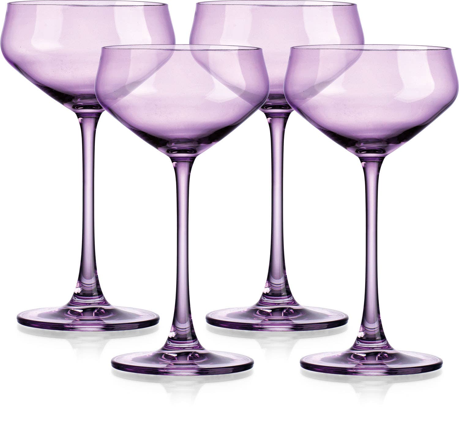 Set of Four Colored Coupes - Multi Colors Avail: Green