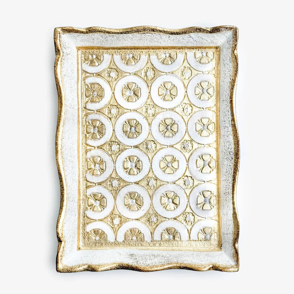 Florentine Carved Wood Rectangle Tessellated Mini Tray: Dark Green