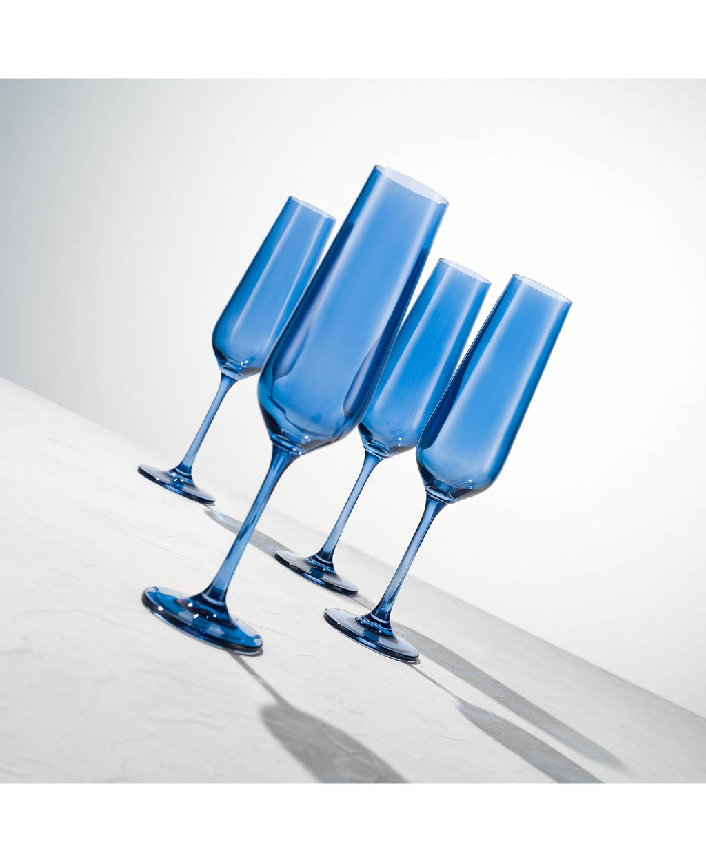 Set of Four Colored Champagne Flutes - multi colors avail: Green