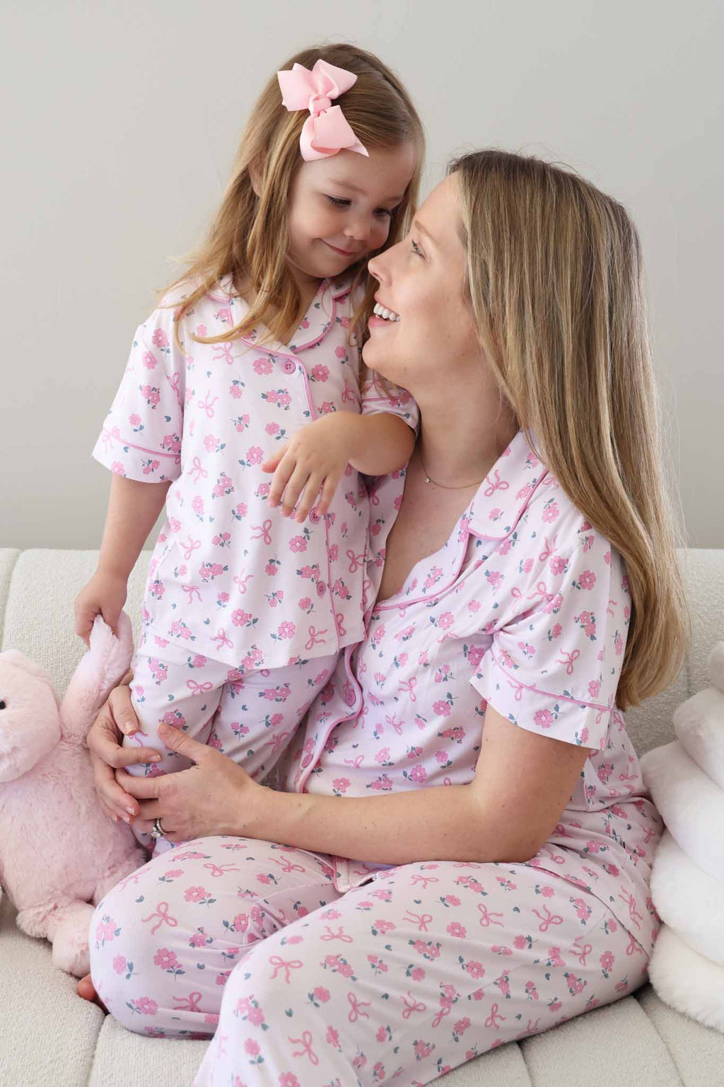 Women's Two Piece Flare Lounge Set | Ribbon & Roses Pink: L