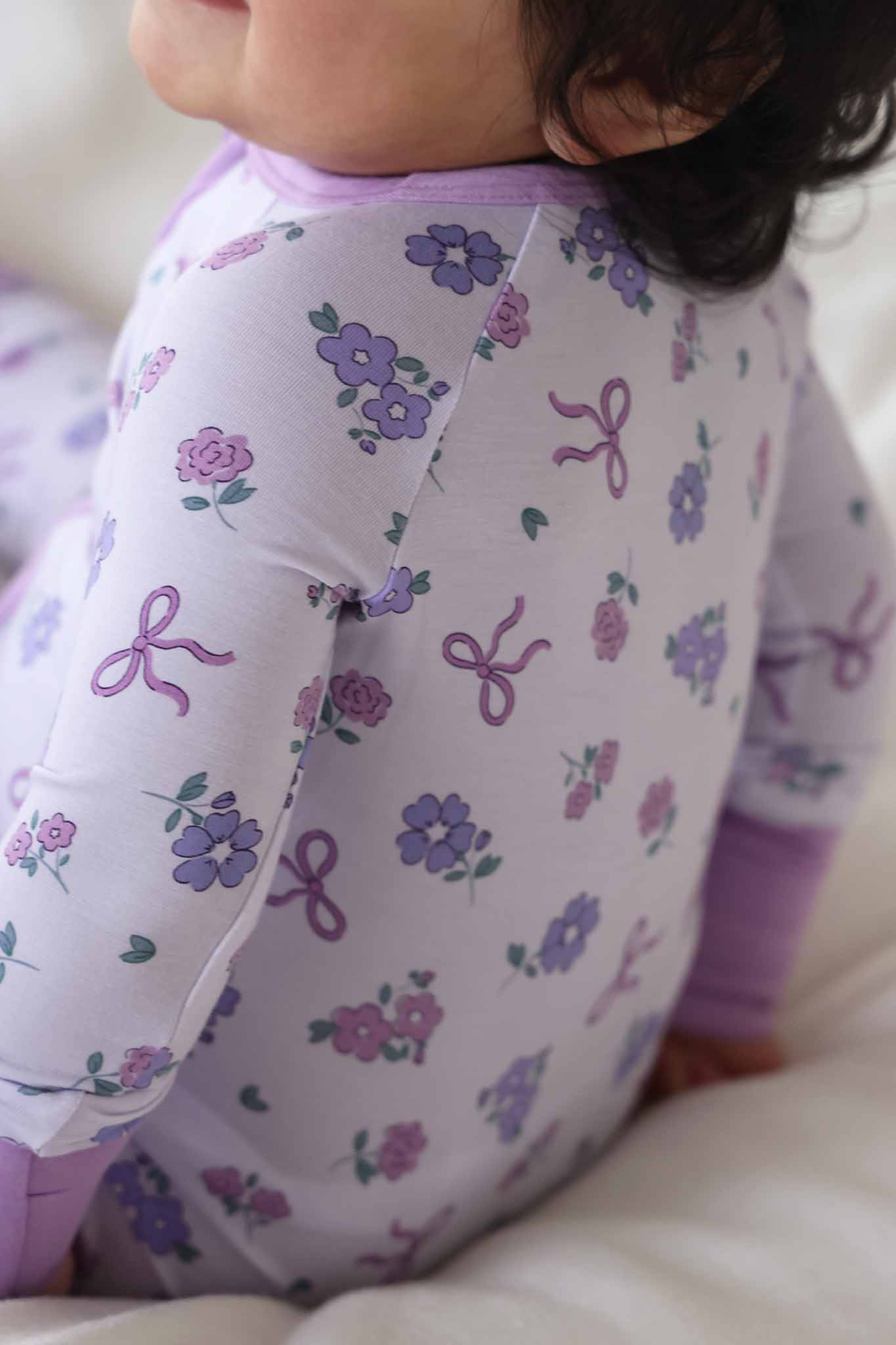 Ribbon & Roses Convertible Zip Romper | Purple: 3-6 months