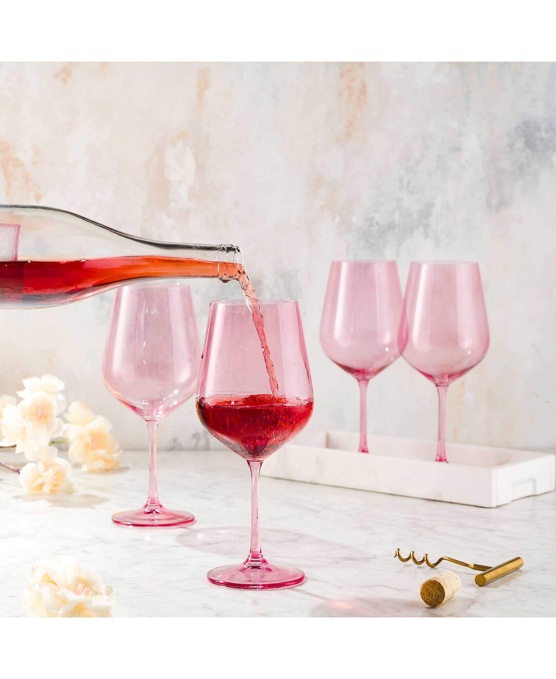 Set of Four Colored Red Wine Glasses - multi color avail: Amethyst
