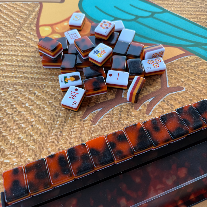 Tortoise Shell Mahjong Rack & Pusher Set Matte Finish: Tortoise Shell