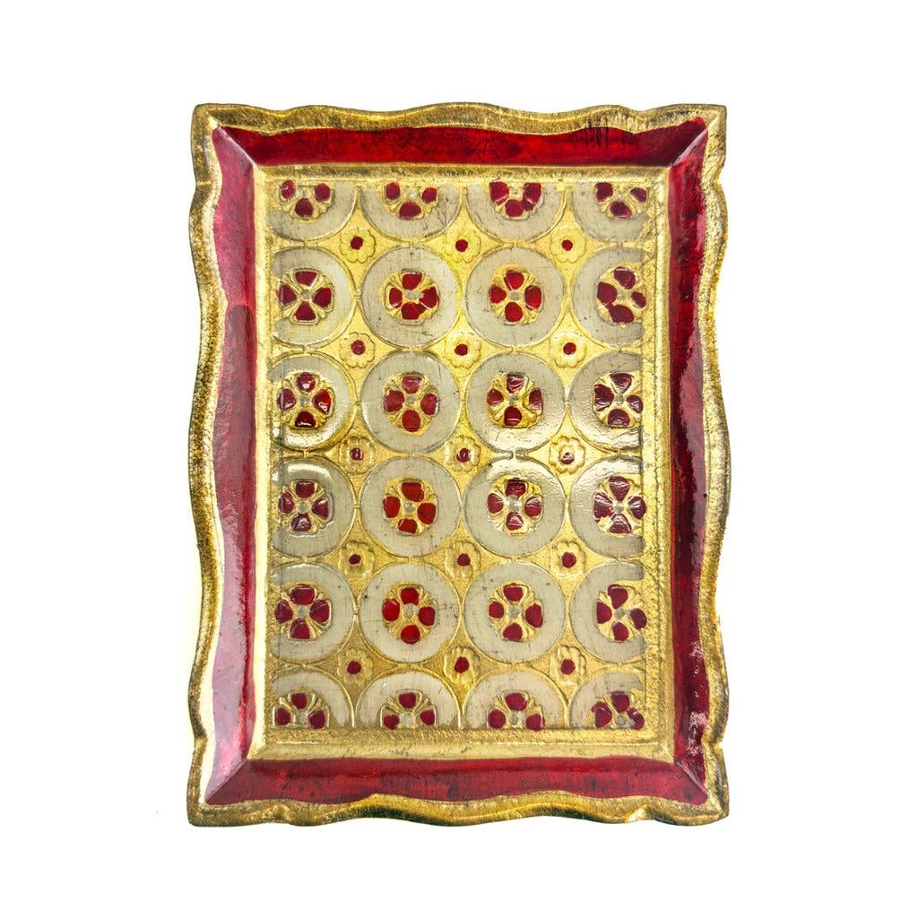 Florentine Carved Wood Rectangle Tessellated Mini Tray: Lilac