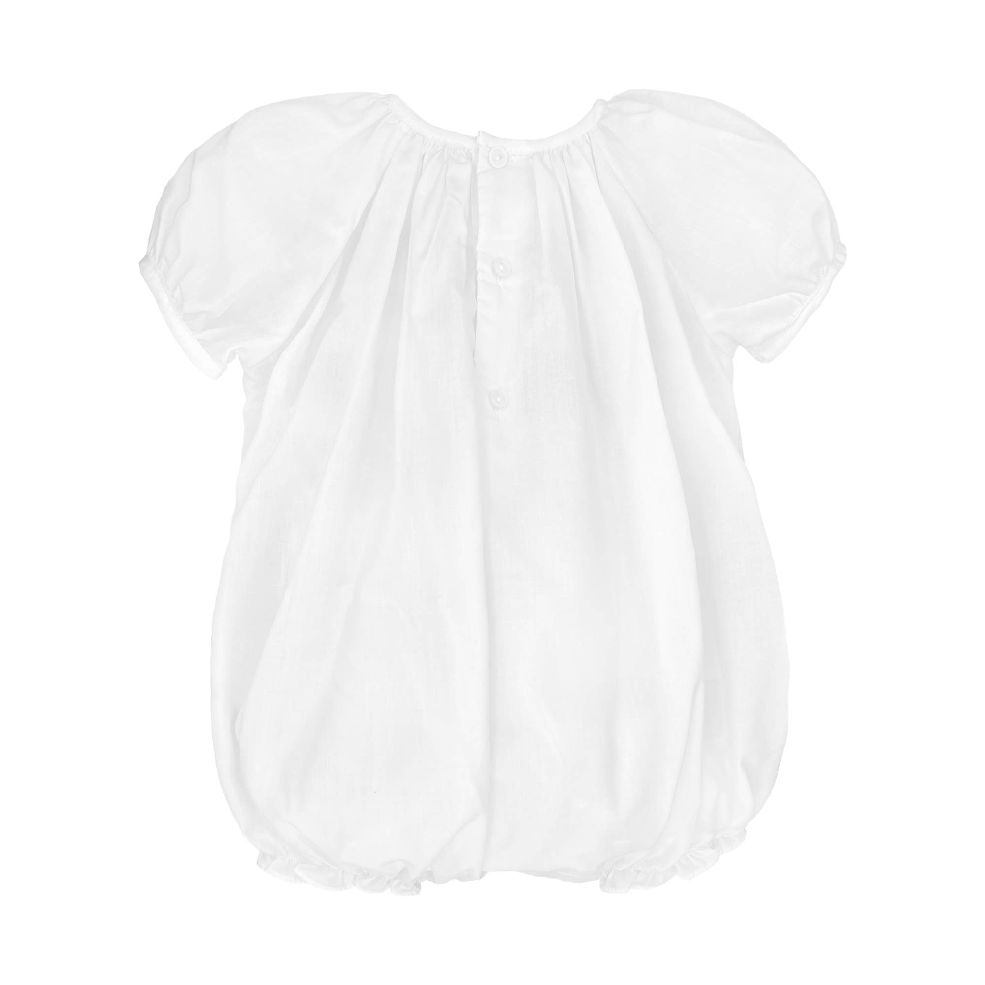 Bubble with Novelty Smocking: White / Newborn