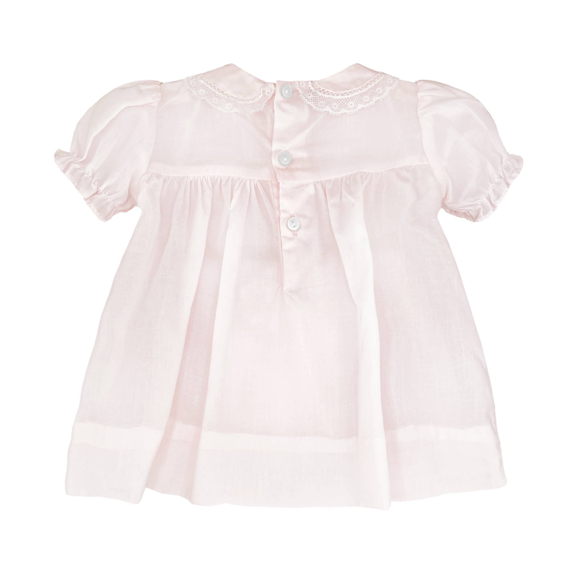 Fully Smocked Dress with Lace: Pink / 9 Month