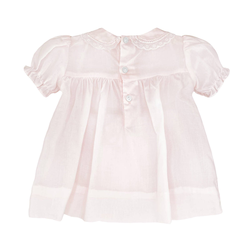 Fully Smocked Dress with Lace: Pink / 6 Month