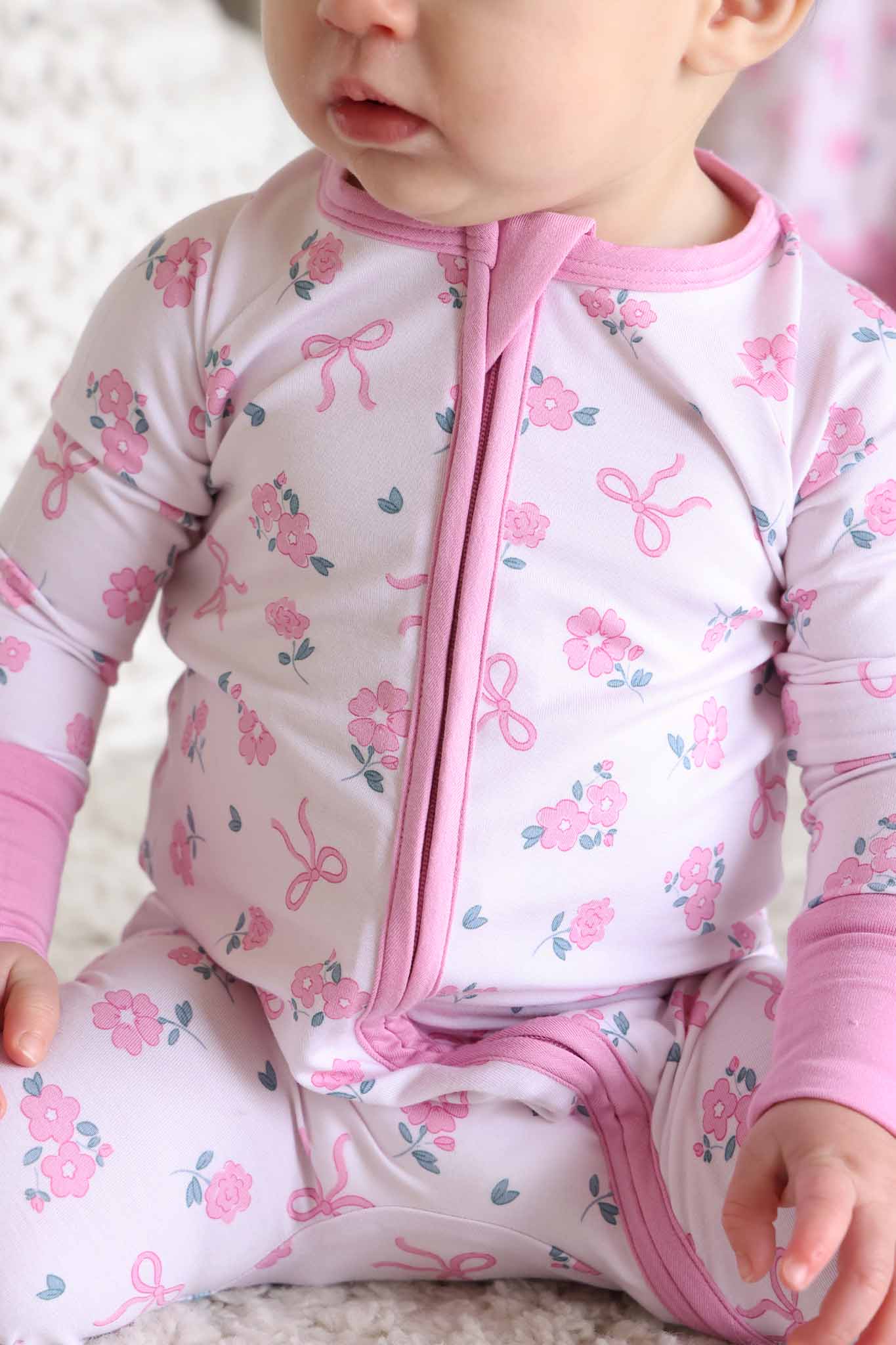 Ribbon & Roses Convertible Zip Romper | Pink: 3-6 months