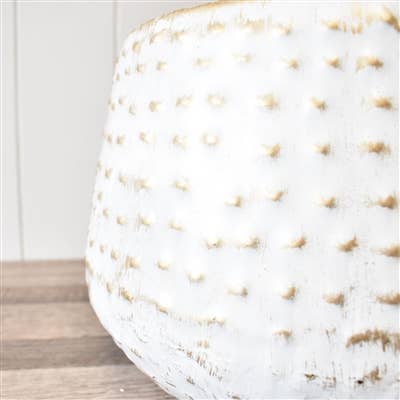 Embossed Dot Metal Planter Set of 2 - White/Gold