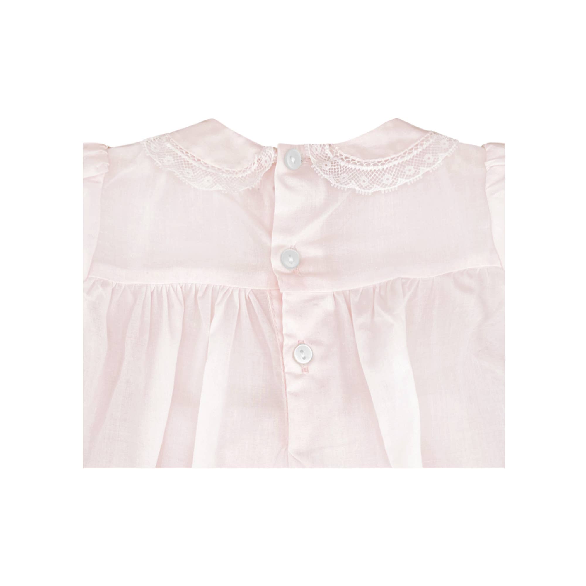 Fully Smocked Dress with Lace: Pink / 3 Month