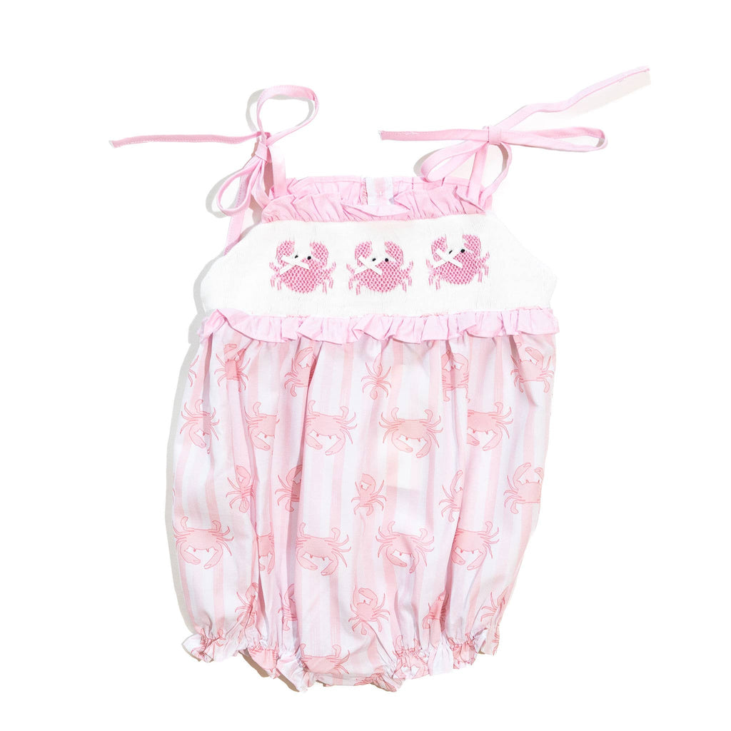 Girls Smocked Pink Crab Bubble : 18M