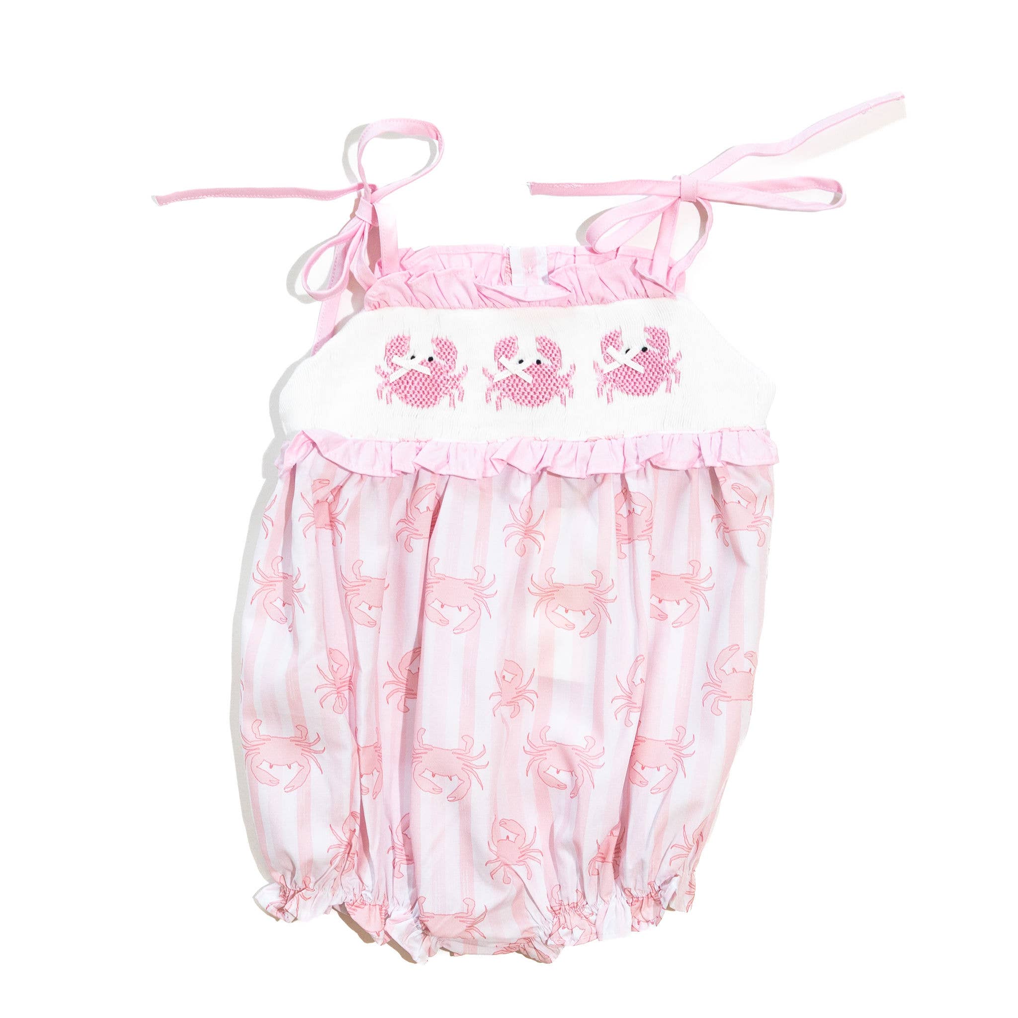 Girls Smocked Pink Crab Bubble : 2T
