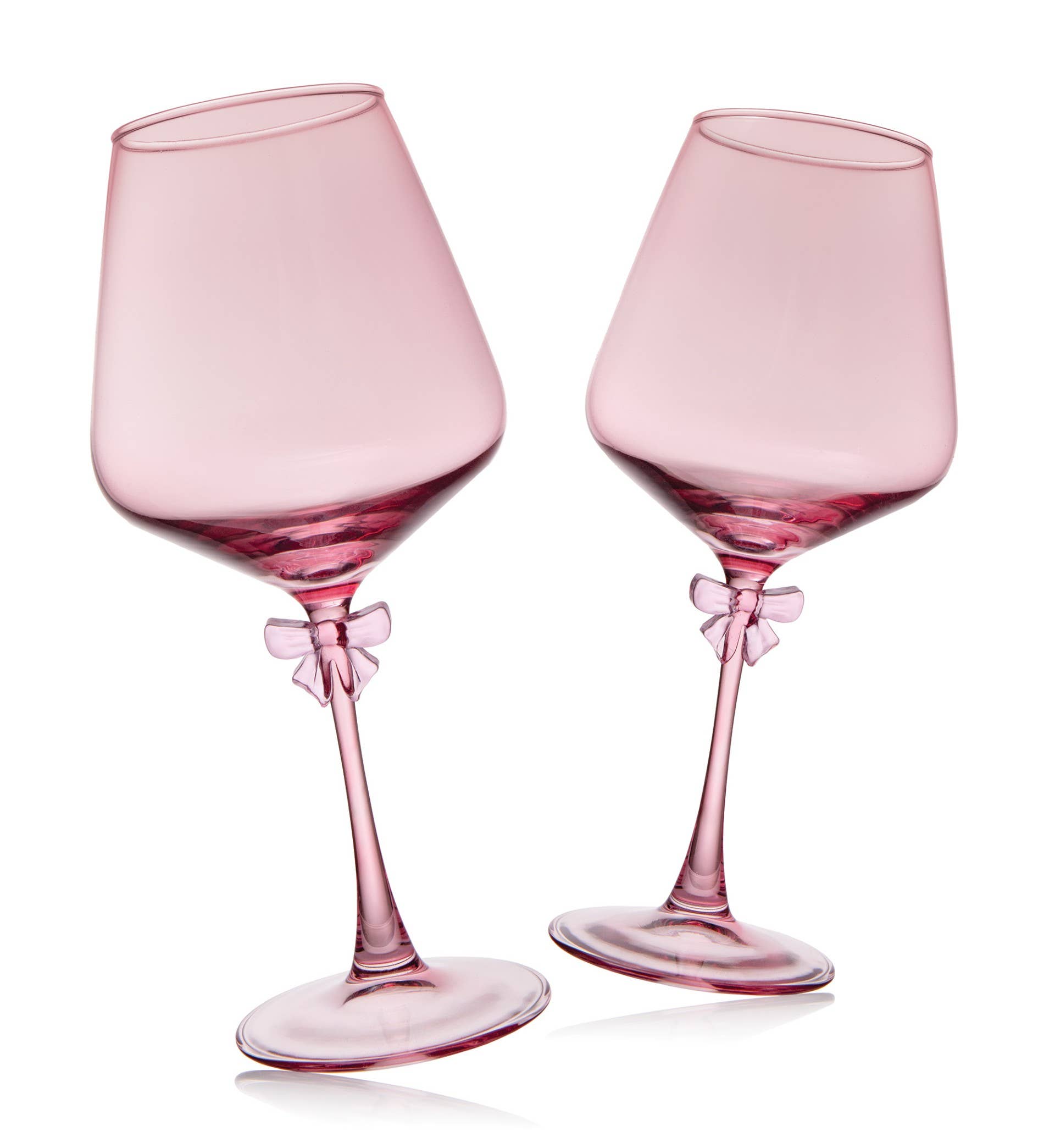 Runway Bow Balloon Wine Goblet Set of Two Blush - Coquette