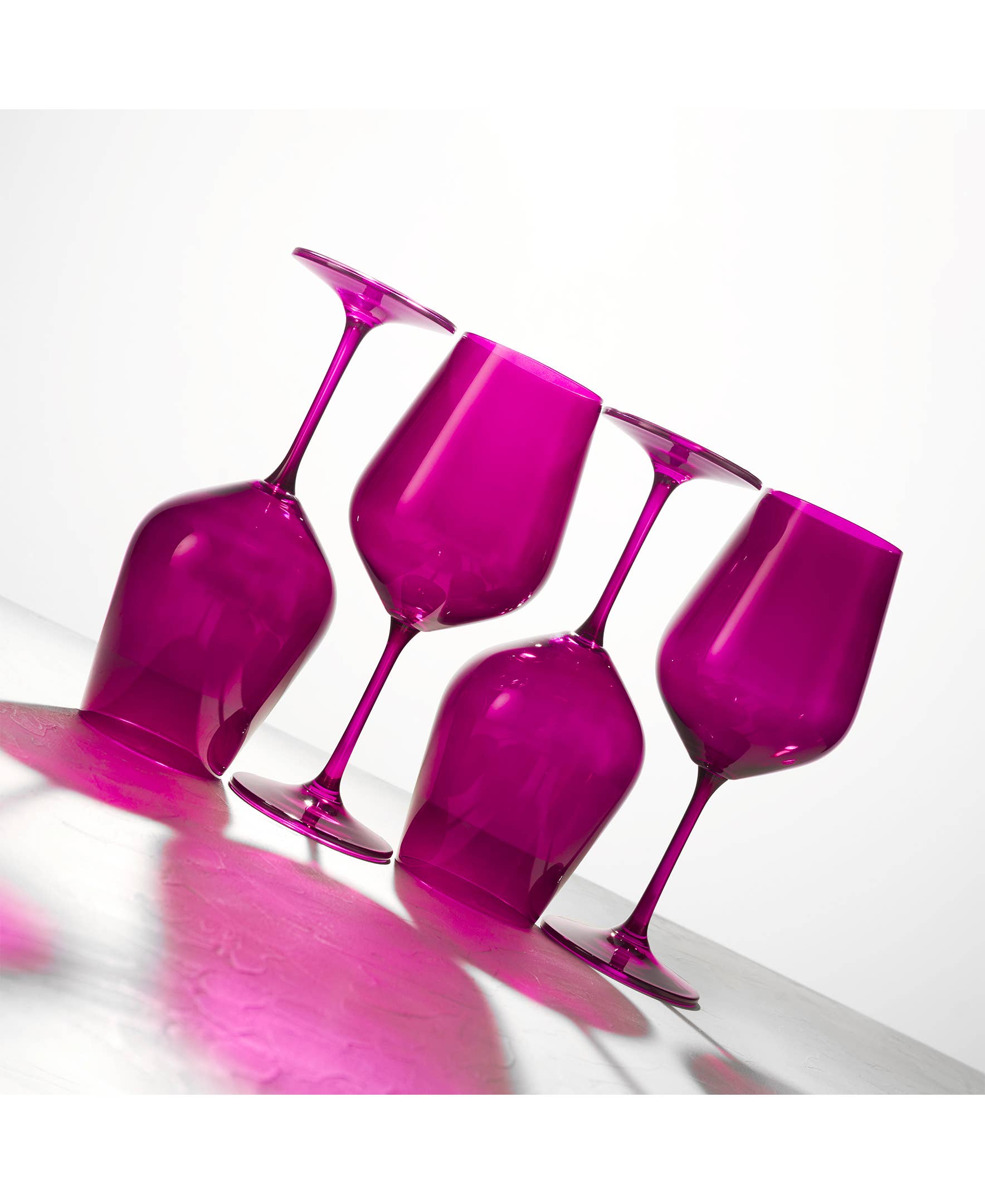Set of Four Colored Red Wine Glasses - multi color avail: Amethyst