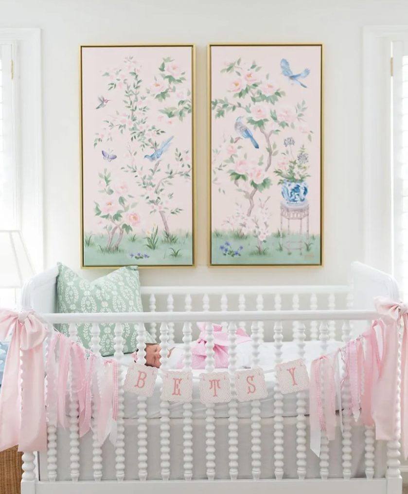 April, a pink chinoiserie canvas wrap: 15x30 inch / Image Wrap