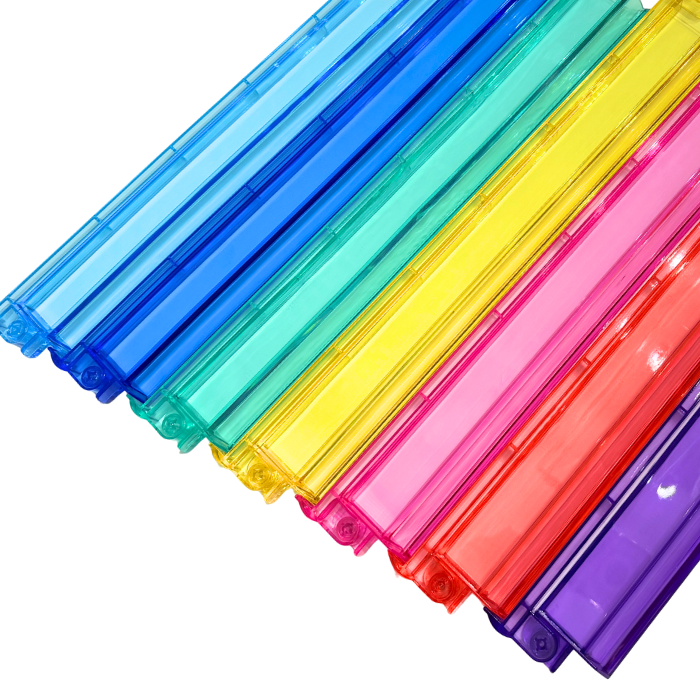 Mahjong Rack and Pusher Set of 4 - Multi Colors Blue Purple Red Green Clear: Purple