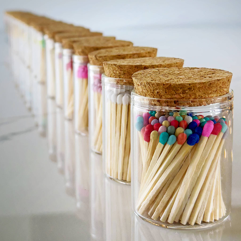 2" Matches in Cork Top Jar - Colors of Your Choice: Hot Pink