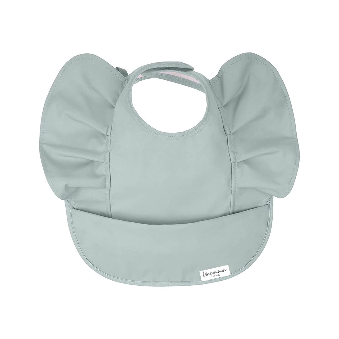 Wing Ruffle Waterproof Bib in Sage