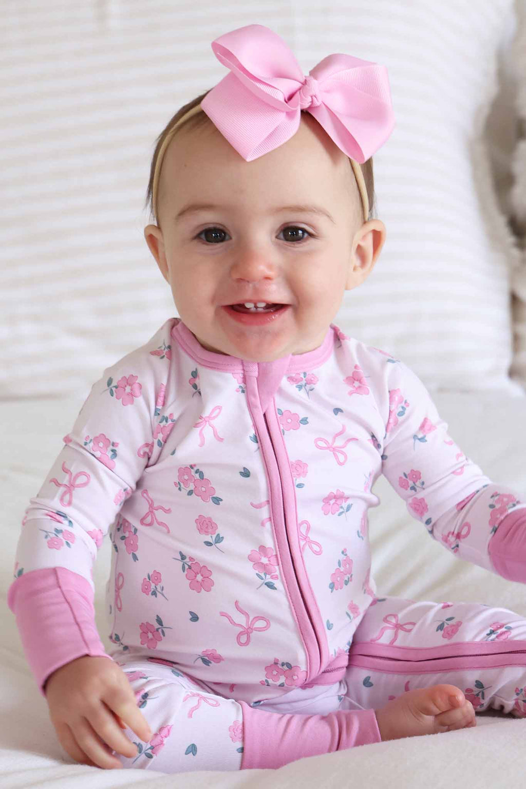 Ribbon & Roses Convertible Zip Romper | Pink: 3-6 months