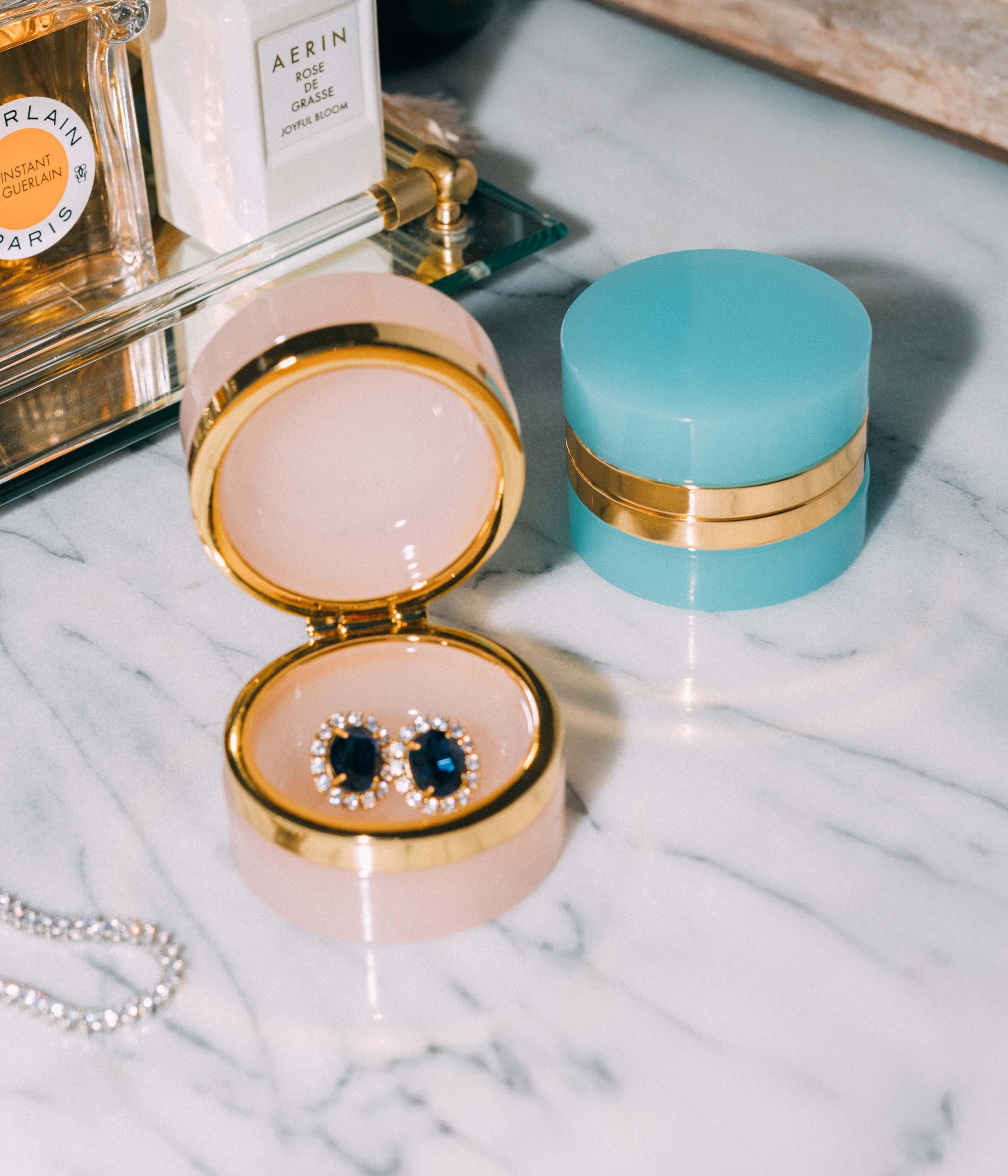 Small Round Pink Opaline Glass Box: Pink