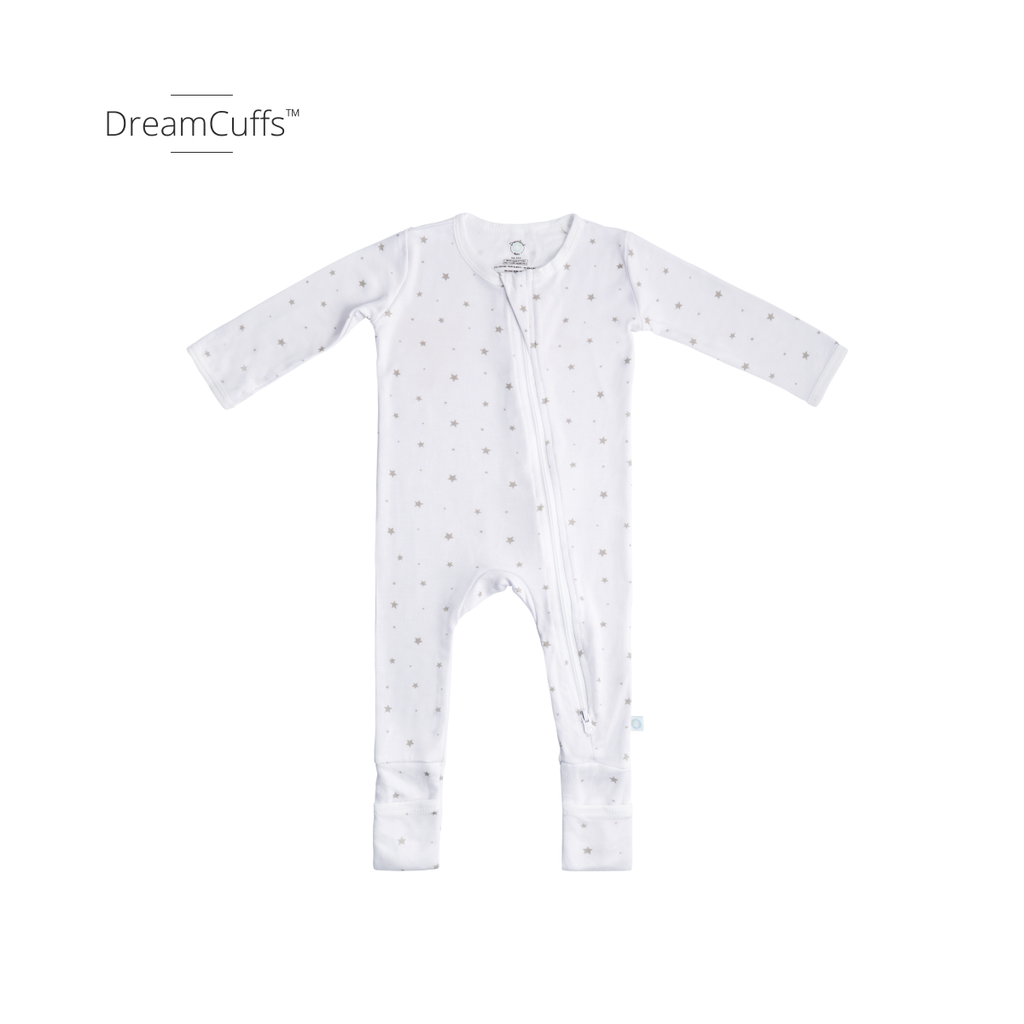 Baby Bamboo Pajamas w/ DreamCuffs™: Grey Star / 6 - 9 Months