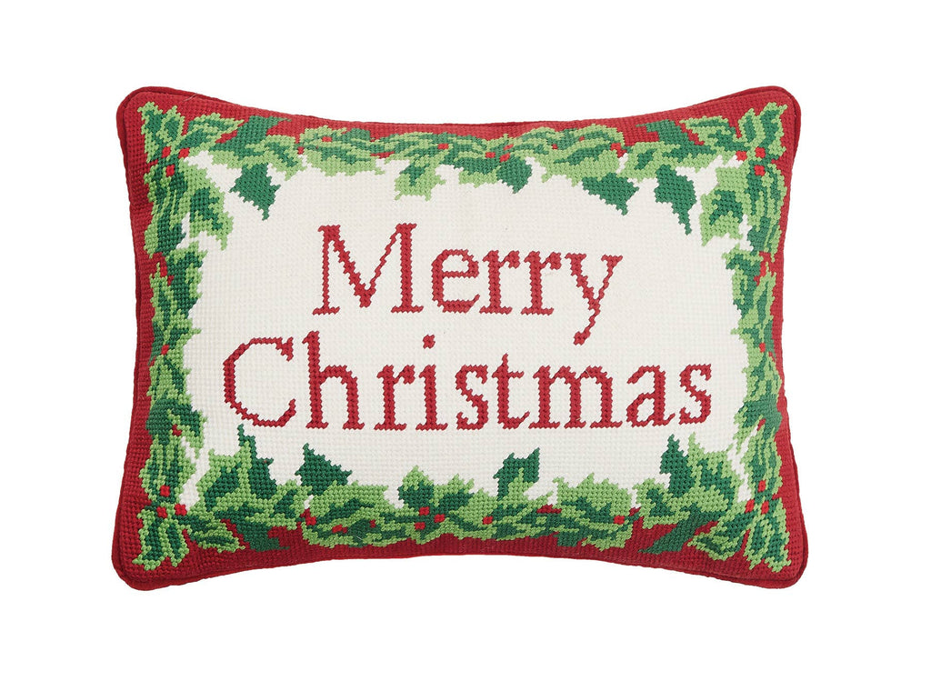 Merry Christmas Embroidered Pillow