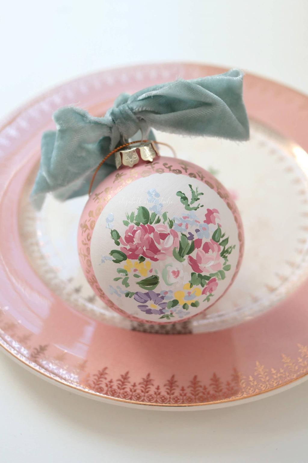 Coral medallion hand-painted ornament
