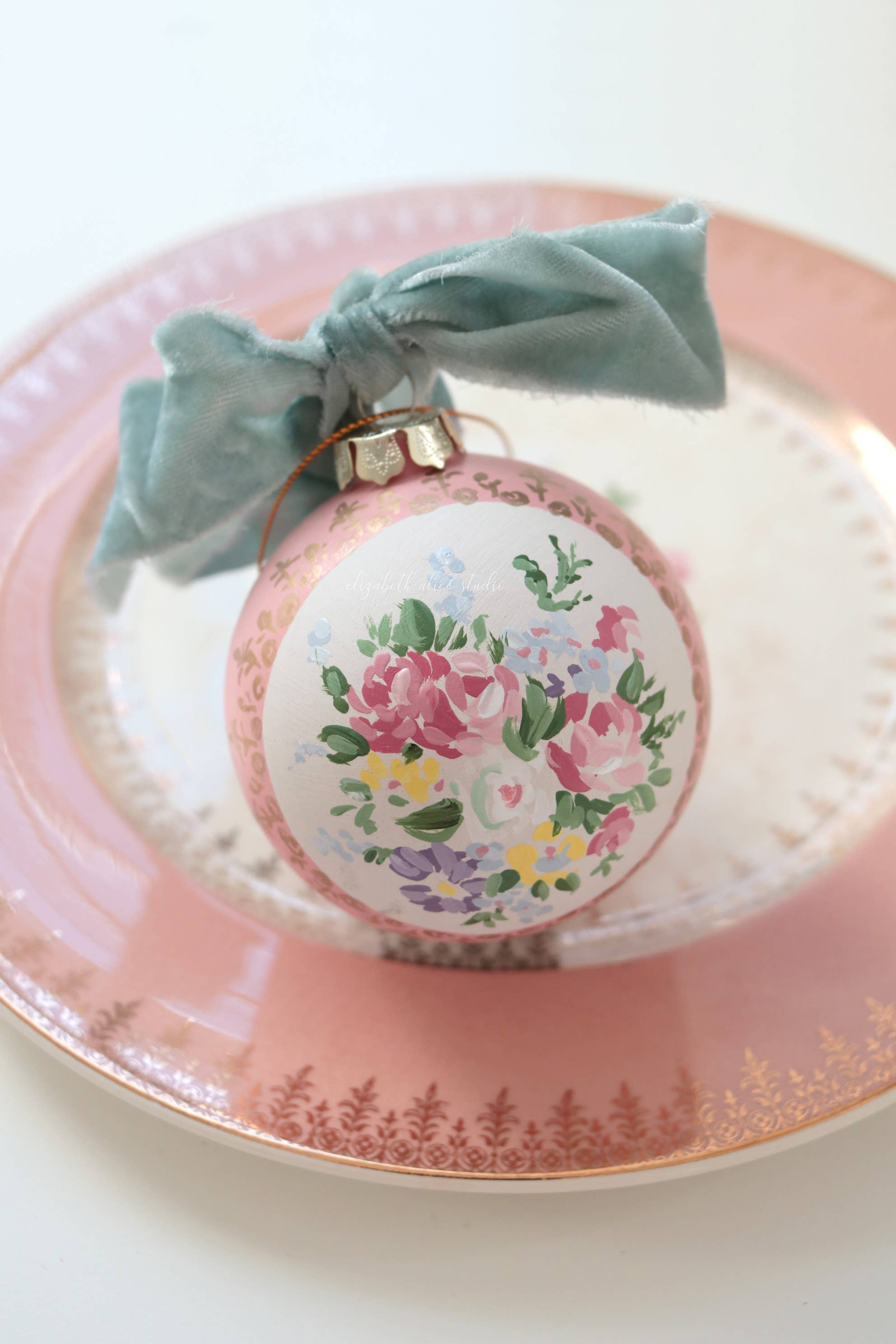 Coral medallion hand-painted ornament