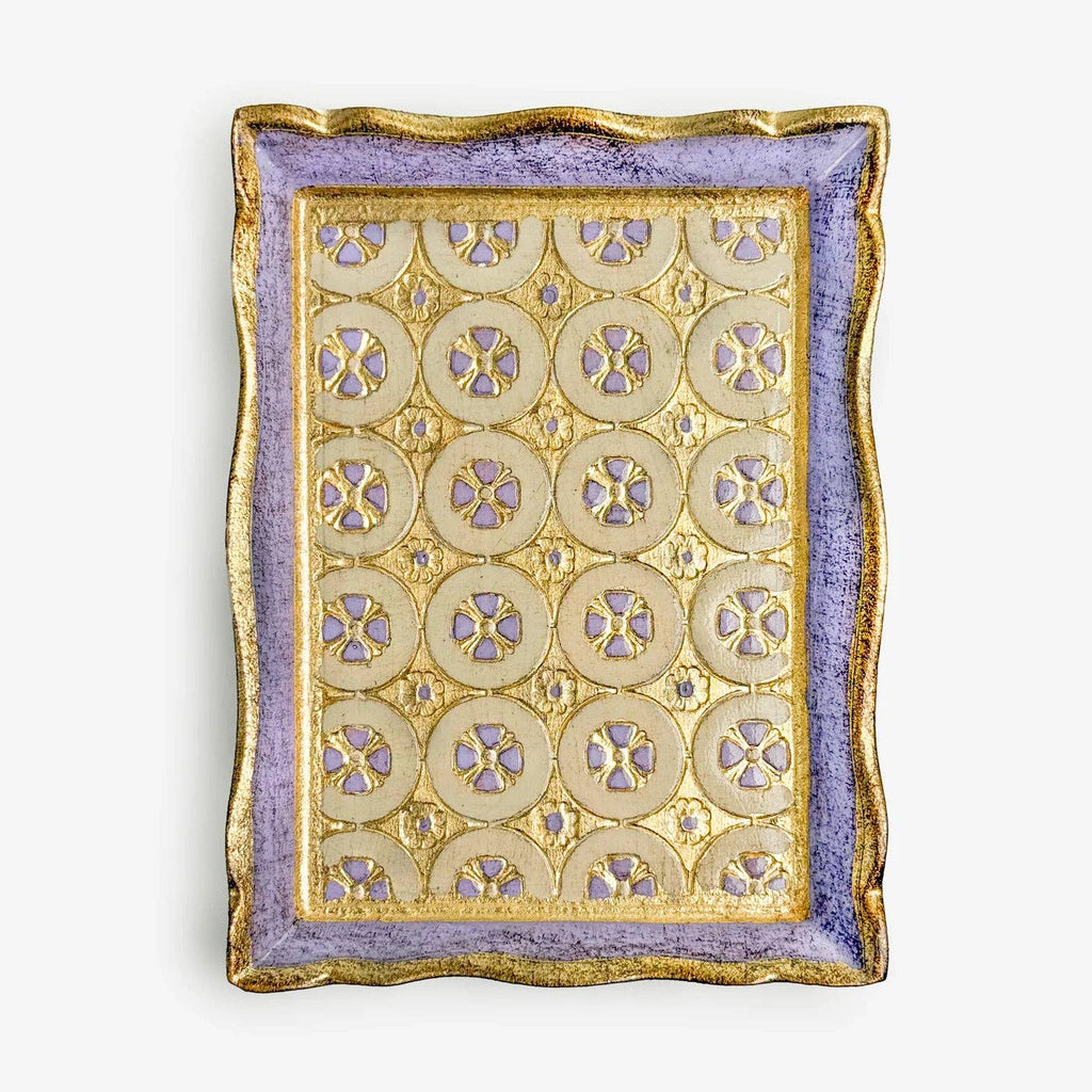 Florentine Carved Wood Rectangle Tessellated Mini Tray: Cappuccino