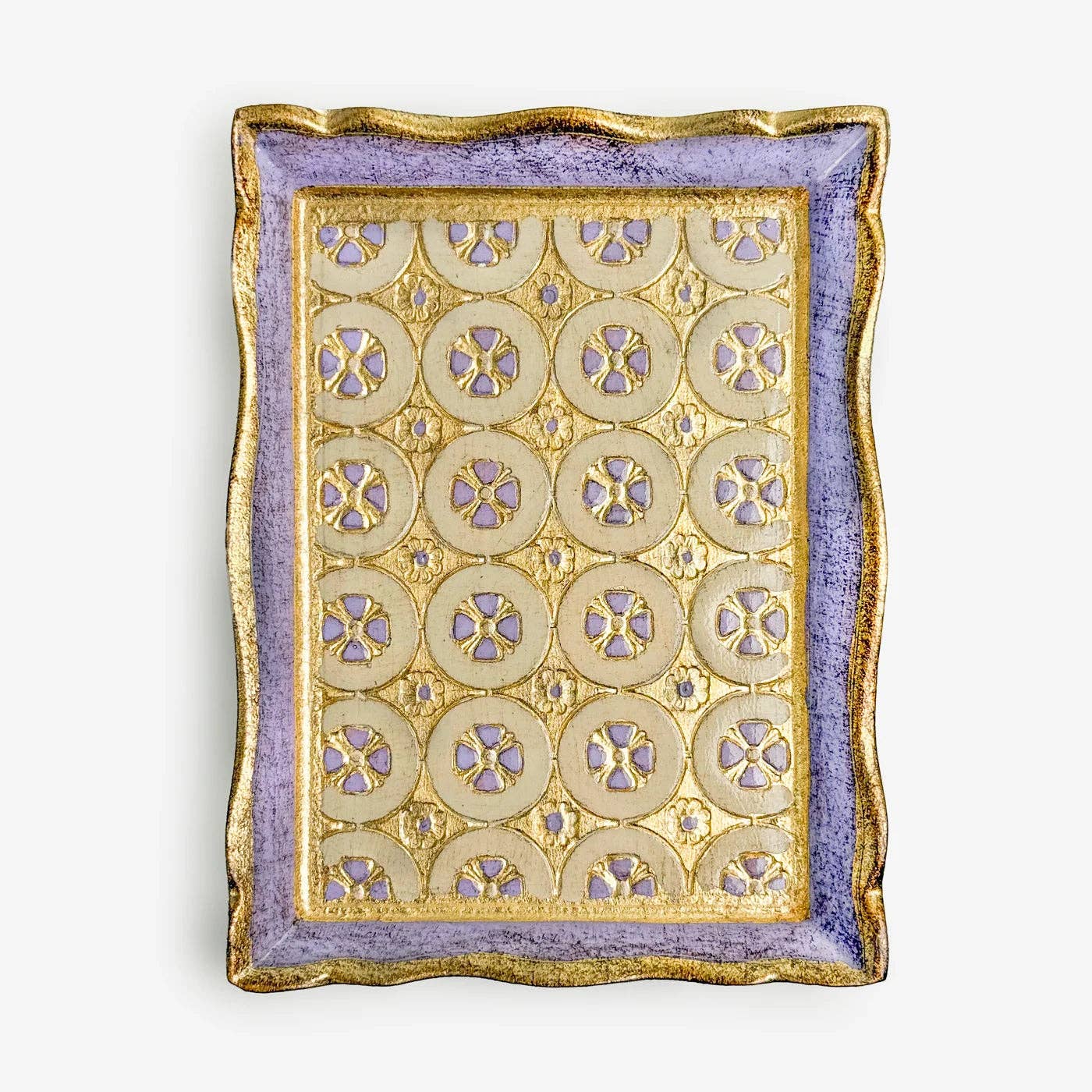 Florentine Carved Wood Rectangle Tessellated Mini Tray: Pink