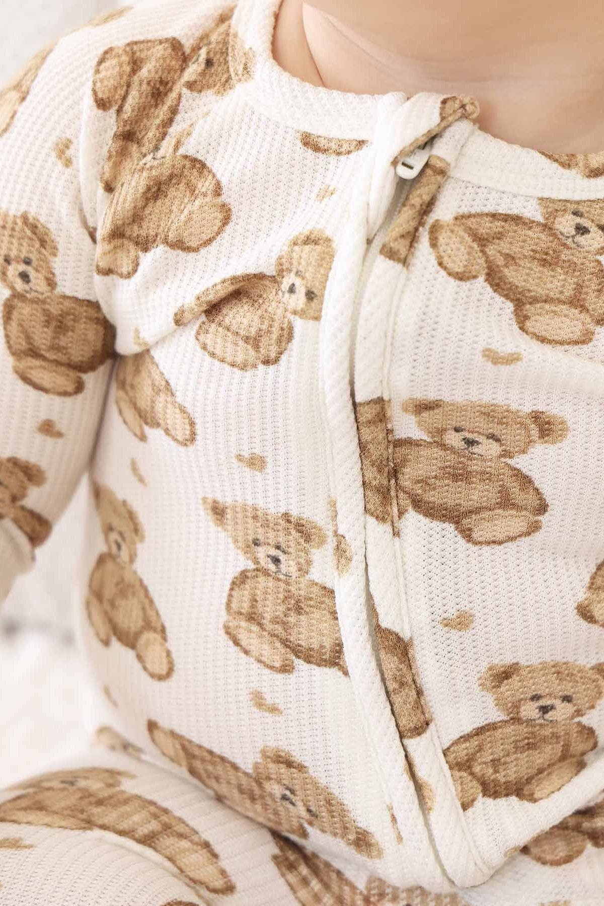 Beary Sweet Bamboo Waffle Convertible Zip Romper: 18-24 months