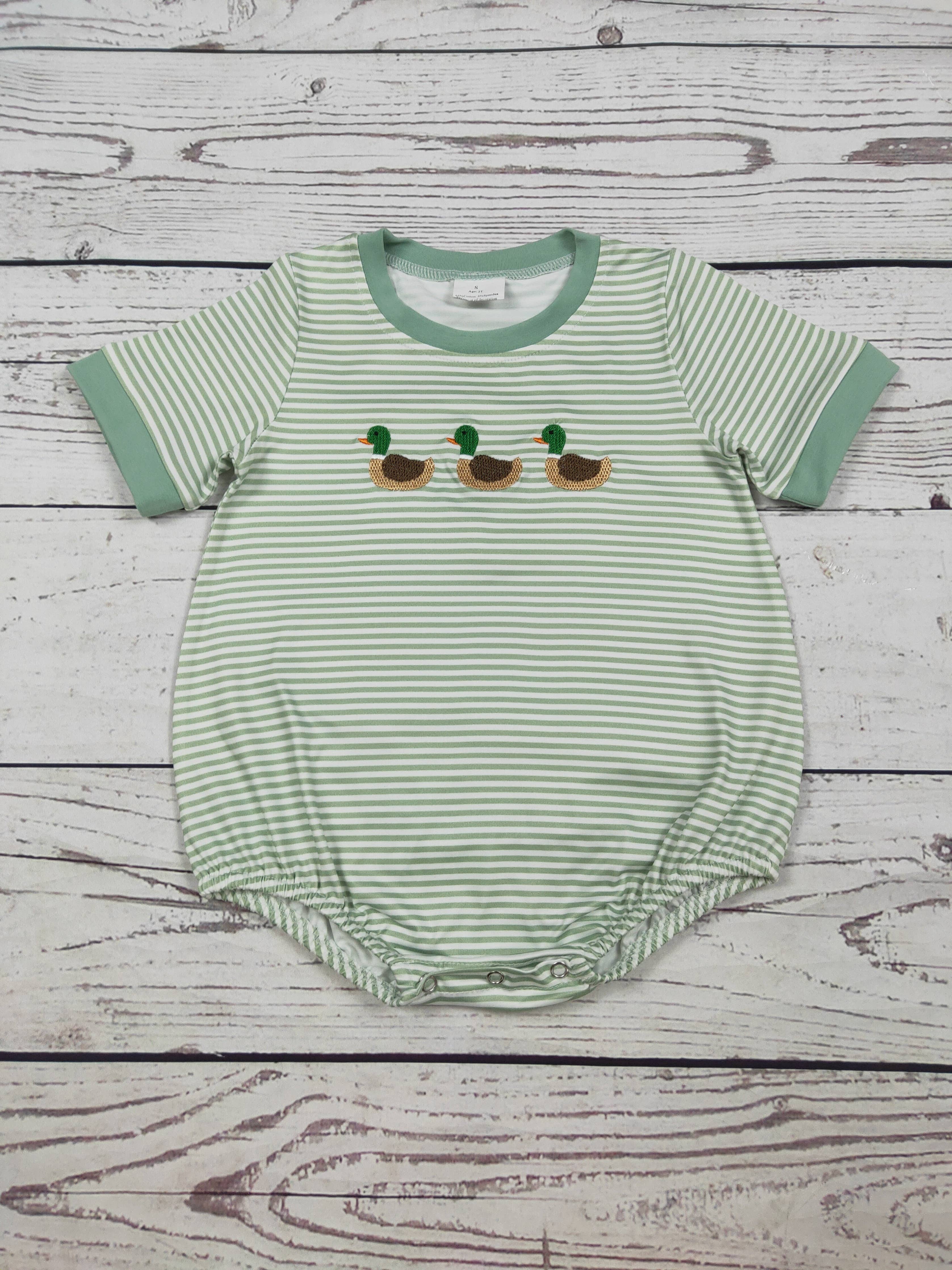 Baby Boy Duck Appliqué Bubble: 12-18M