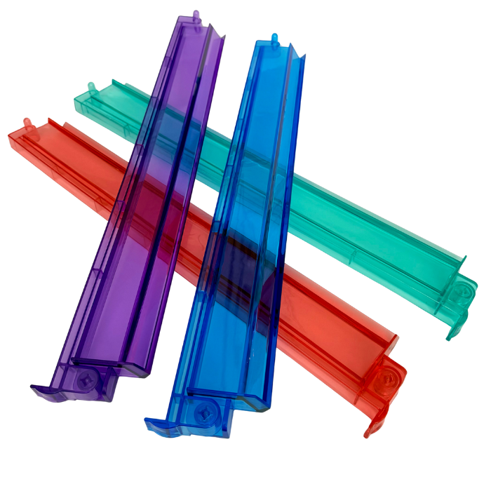 Mahjong Rack and Pusher Set of 4 - Multi Colors Blue Purple Red Green Clear: Purple