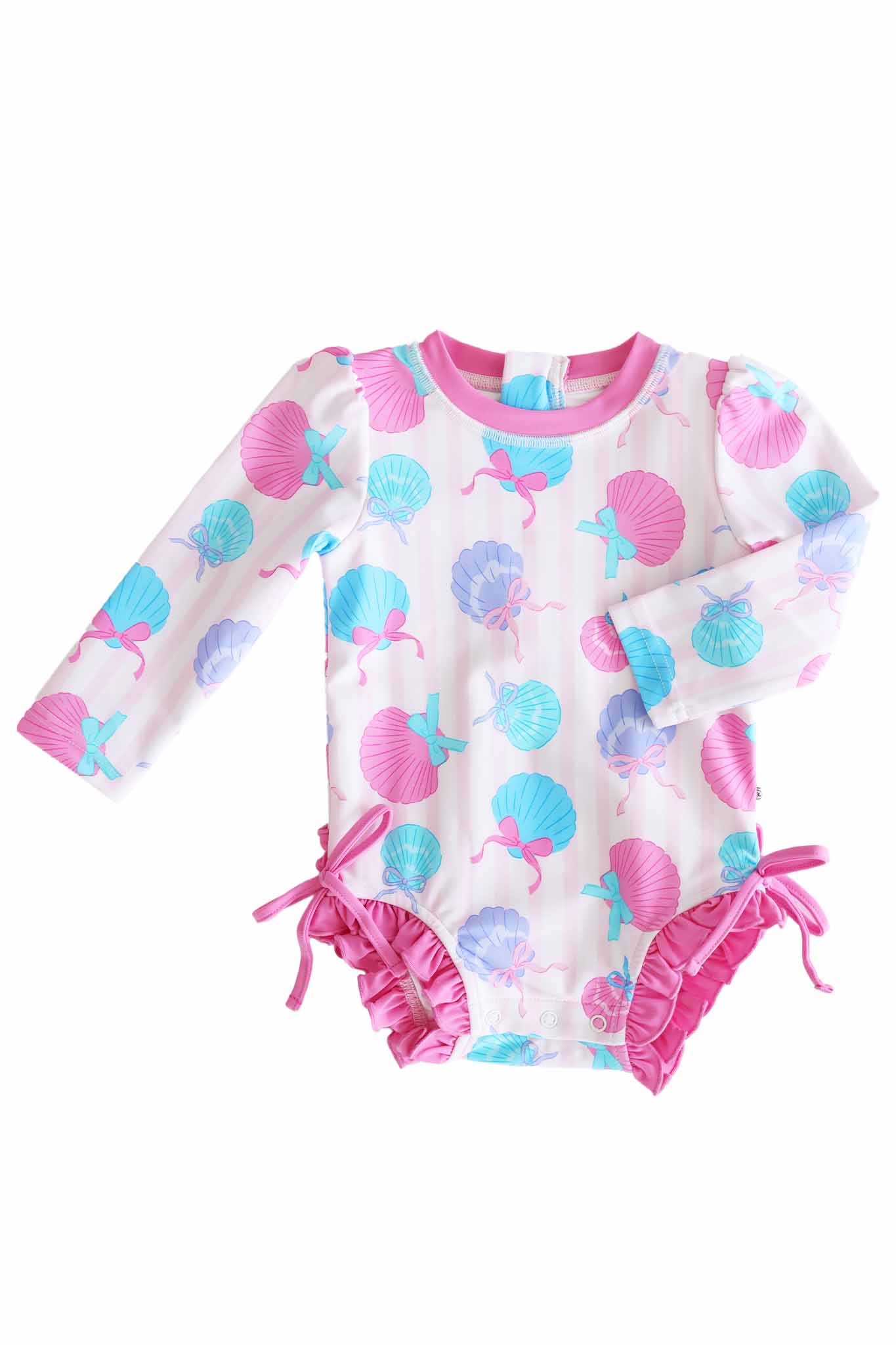Long Sleeve Rash Guard With Ruffle Bottom | Seaside Sweetie: 0-3 months