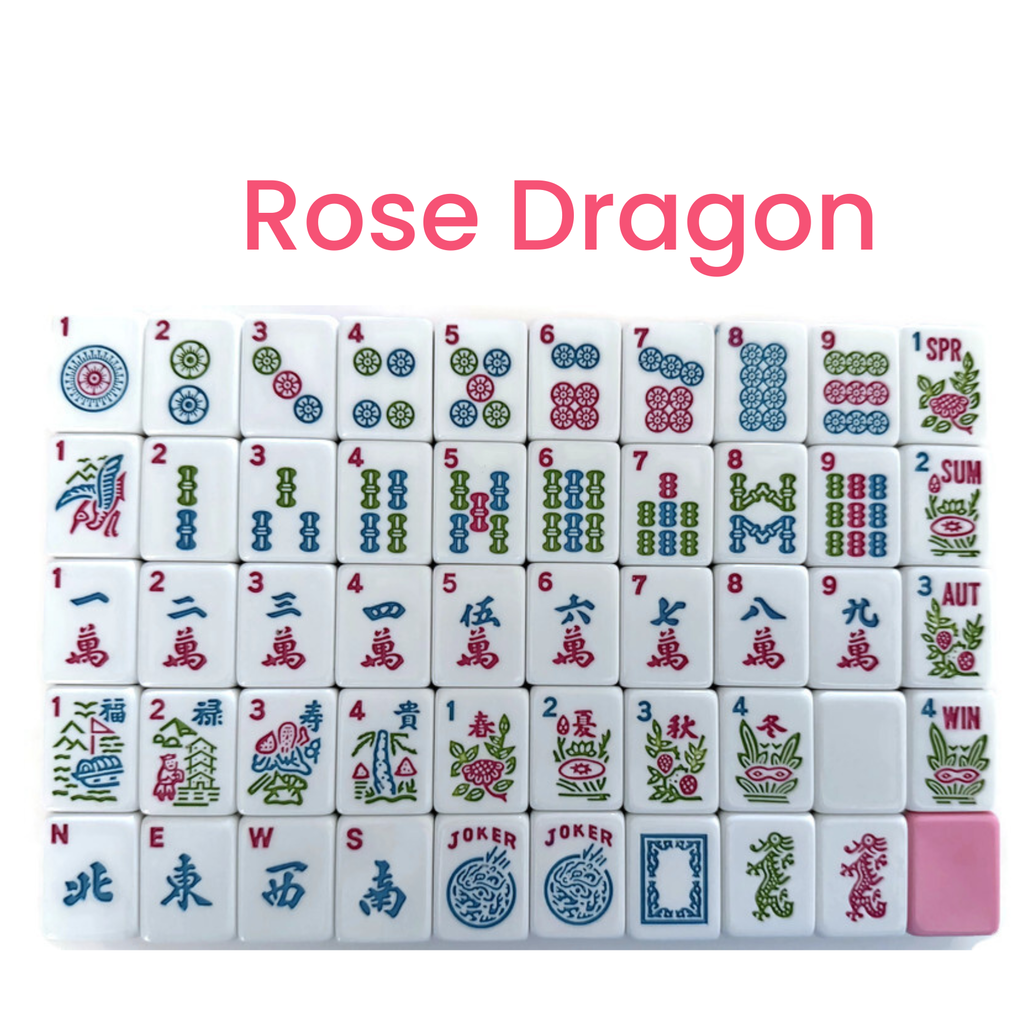 Mahjong Studios – Rose Dragon American Mahjong Tile Set (166 Tiles): All In One - Carry Bag + Tiles & Bag + Mat + Racks + Instructions
