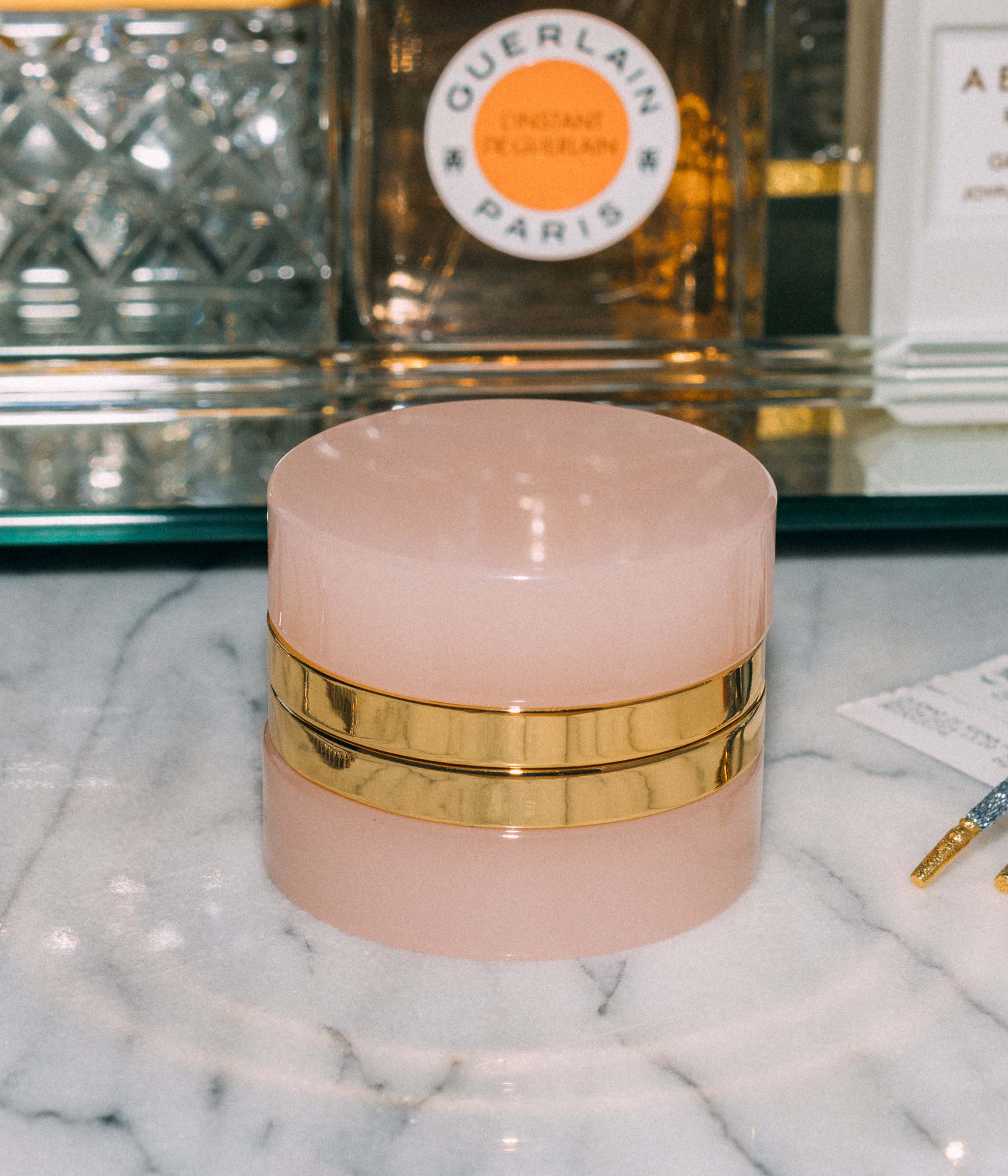 Small Round Pink Opaline Glass Box: Pink