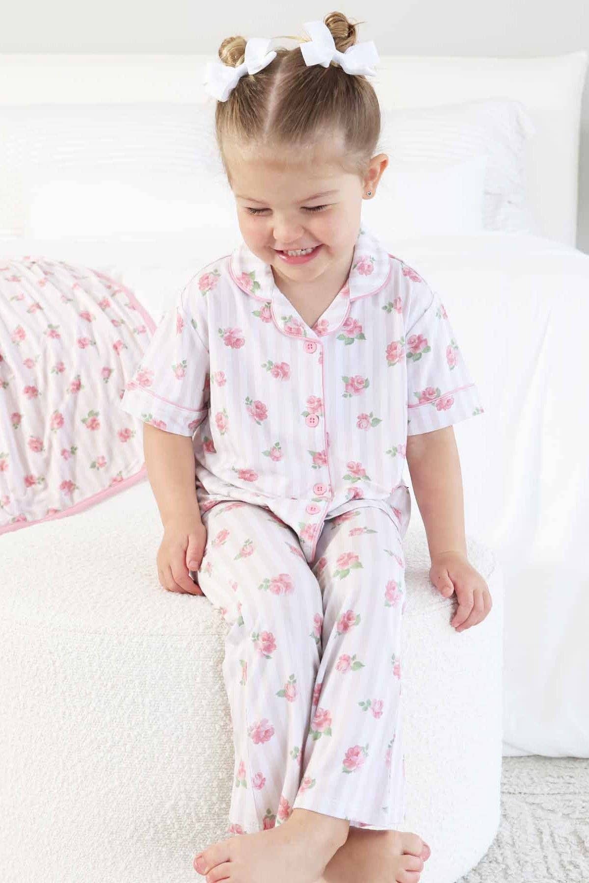 Girl's Two Piece Flare Lounge Set | Rosy & Cozy: 18-24 months